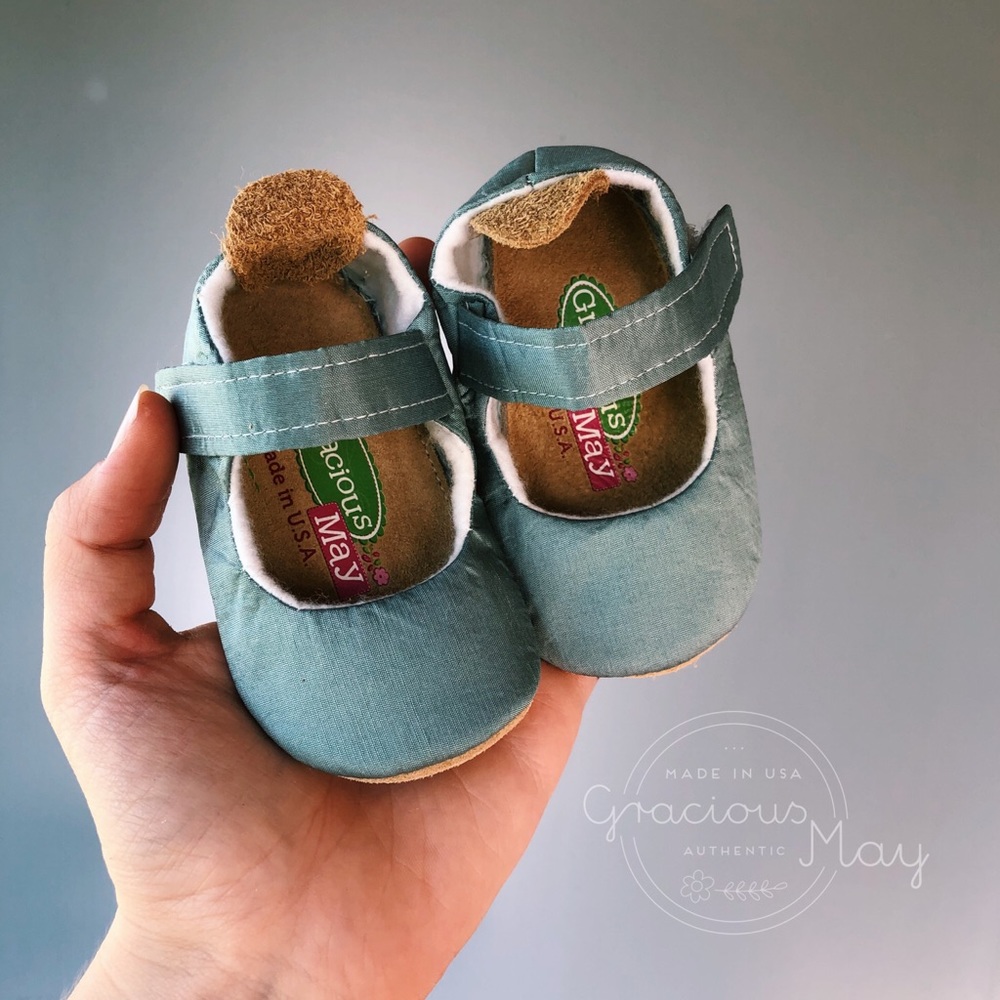 ✨ Christmas Blue Silk Baby Girl Shoes Size 1 2 3 5